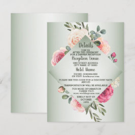 Hochzeit Rosa Pfirsich Blumen Rustikal Grün Detail Begleitkarte