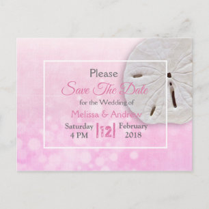 Hochzeit 'Rosa Sanddollarmotiv' - Save-the-Date-Ka Ankündigungspostkarte