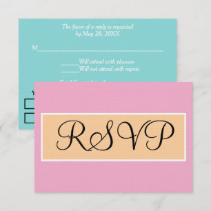 Hochzeit Rosa Sandstrand Seegras Blau RSVP Karte