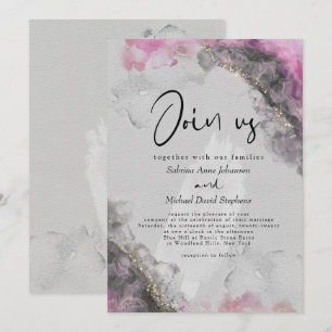 HOCHZEIT Rosa und Onyx Abstract Alkohol-Tinte Einladung