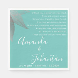 Hochzeit Rose Dankeschön an Gedicht Floral Name Serviette