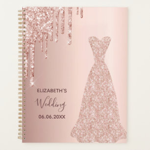 Hochzeit Rose Gold Glitzer Tropfen Braut 2025 Planer