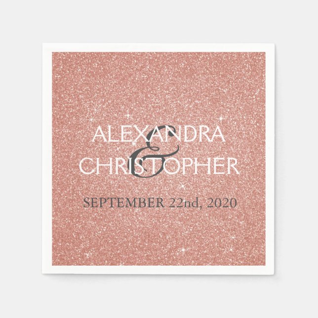 Hochzeit Rose Gold Rosa Rosa Glitzer Napkins Serviette (Vorderseite)