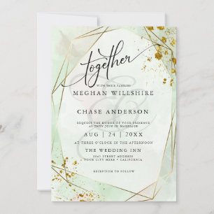 HOCHZEIT   Rose Minze Gold getapft Wasserfarbe