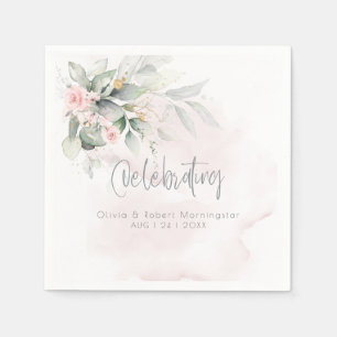 Hochzeit Rosen und blasse Eukalyptus Serviette