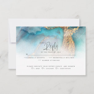 Hochzeit RSVP   Aquamarine und Abstrakte Tinte aus