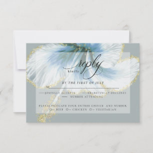 Hochzeit RSVP Blue Watercolor Hibiskus Blume Karte