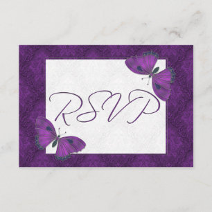 Hochzeit RSVP Butterfly Brocade Lila Karte