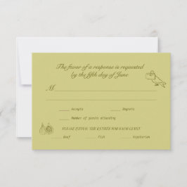 Hochzeit RSVP Chartreuse Olive Illustriert