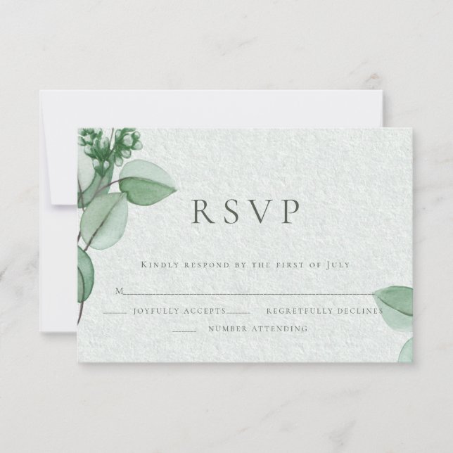 Hochzeit RSVP | Elegant Watercolor Eucalyptus (Vorderseite)