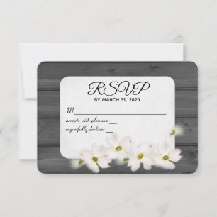 Hochzeit RSVP floral auf schwarzem Holz Karte