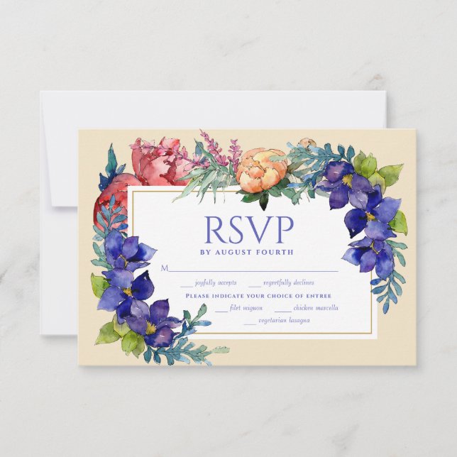 Hochzeit RSVP | Glück Wasserfarben (Vorderseite)
