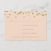 Hochzeit RSVP Gold Imitats Glitzer Confetti Blush 