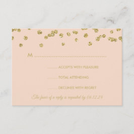 Hochzeit RSVP Gold Imitats Glitzer Confetti Blush  Karte