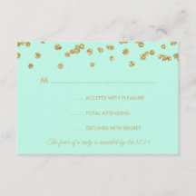 Hochzeit RSVP Gold Imitats Glitzer Confetti Mint G