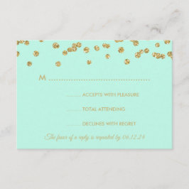 Hochzeit RSVP Gold Imitats Glitzer Confetti Mint G Karte