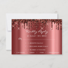 Hochzeit RSVP Gold Tropfen Burgundy Brautparty