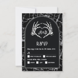 Hochzeit RSVP Gothic Halloween Skeleton Hands Herz Einladung
