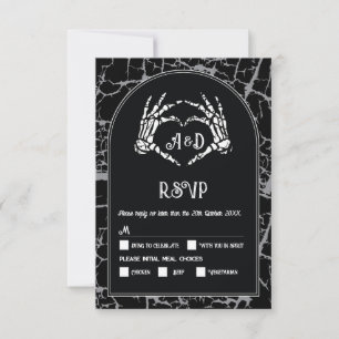 Hochzeit RSVP Gothic Halloween Skeleton Hands Herz Einladung