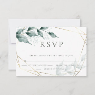 Hochzeit RSVP Grayed Jade Green Botanical Karte