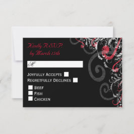 Hochzeit RSVP in Schwarz, Weiß und Rot
