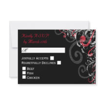 Hochzeit RSVP in Schwarz, Weiß und Rot