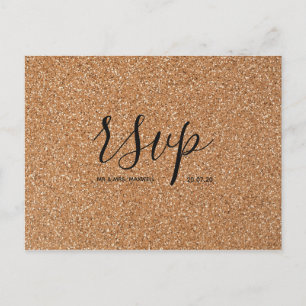 Hochzeit-RSVP-Karte   Gold Glitter Script Postkart Einladungspostkarte