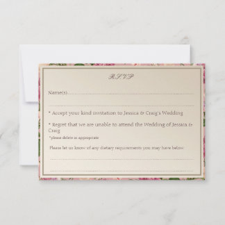 Hochzeit-RSVP-Karte im viktorianischen botanischen RSVP Karte