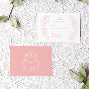 Hochzeit-RSVP-Karte im viktorianischen Rosa RSVP Karte