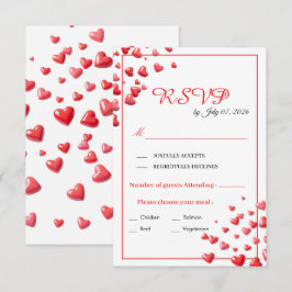 Hochzeit-RSVP-Karte mit sanften rosa Herzen RSVP Karte