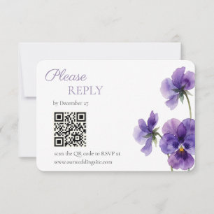 Hochzeit-RSVP-Karte mit Stiefmütterchen-Silhouette RSVP Karte