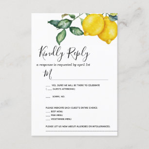 Hochzeit RSVP Karte mit Zitronen und Grün