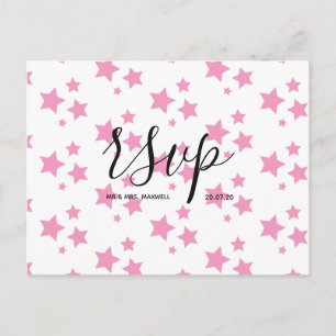 Hochzeit RSVP-Karte Postkarte mit rosa Sternen u
