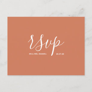 Hochzeit-Rsvp-Karte Terrakotta-Script-Postkarte Einladungspostkarte