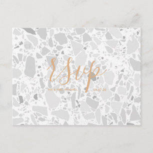 Hochzeit-Rsvp-Karte   Terrazzo-Script-Postkarte Einladungspostkarte