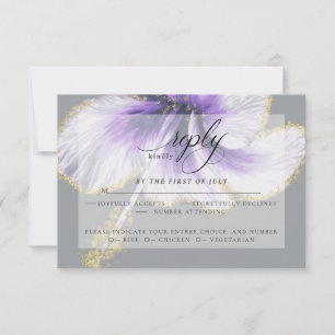 Hochzeit RSVP Lila Hibiskus-Blume Karte