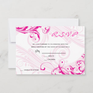 Hochzeit RSVP Magenta Klassische Schriftrolle Fleu Einladung