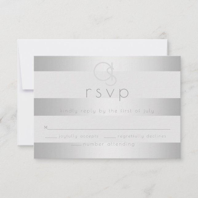 Hochzeit RSVP | Monogramm der Aluminiumstreifen Karte (Vorderseite)