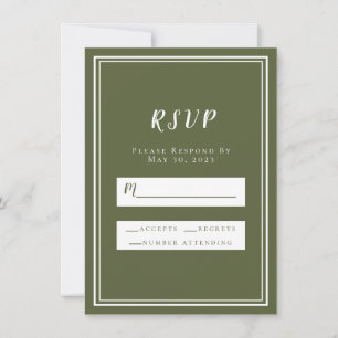 Hochzeit RSVP Olive Green Simple Chic Minimalistis
