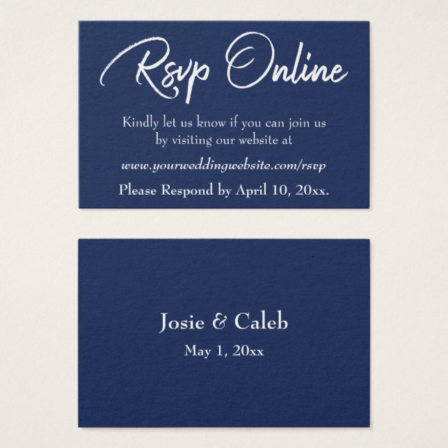 Hochzeit RSVP Online Beiheft Weiße Schrift & Marin (Vorne & Hinten)