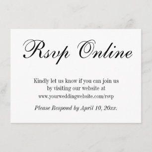 Hochzeit RSVP Online einfach elegant Schwarz und W Begleitkarte