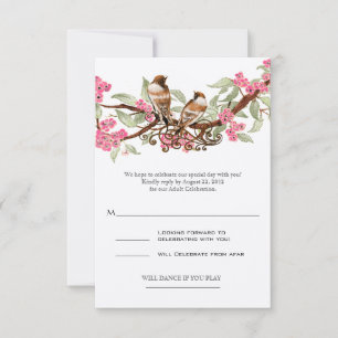 Hochzeit-RSVP Pink Love Bird RSVP Karte