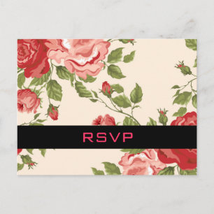 Hochzeit-RSVP-Postkarte mit Vintage-Blumenmotiv Einladungspostkarte
