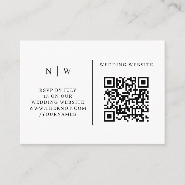 Hochzeit RSVP | QR-Code Minimalistisch Clean Simpl Begleitkarte (Vorderseite)