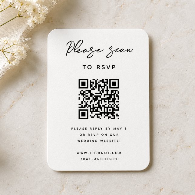 Hochzeit RSVP | QR-Code Modern Minimalistisch einf Begleitkarte (Von Creator hochgeladen)