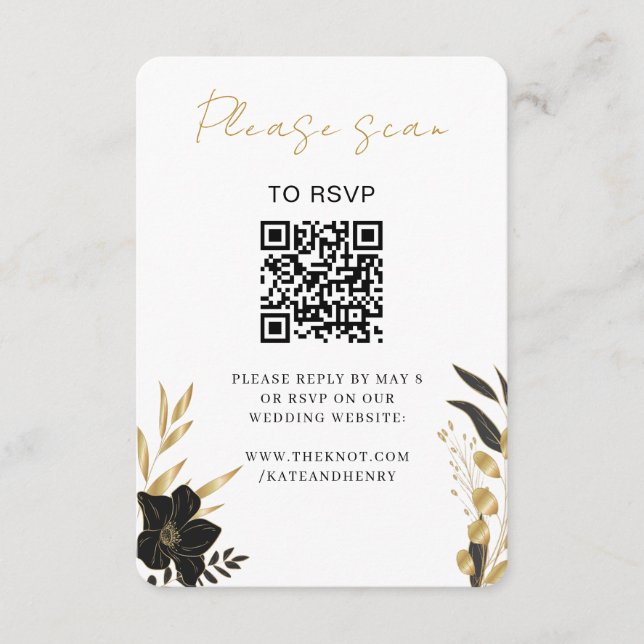 Hochzeit RSVP | QR Code Modernes, stilvolles White Begleitkarte (Vorderseite)