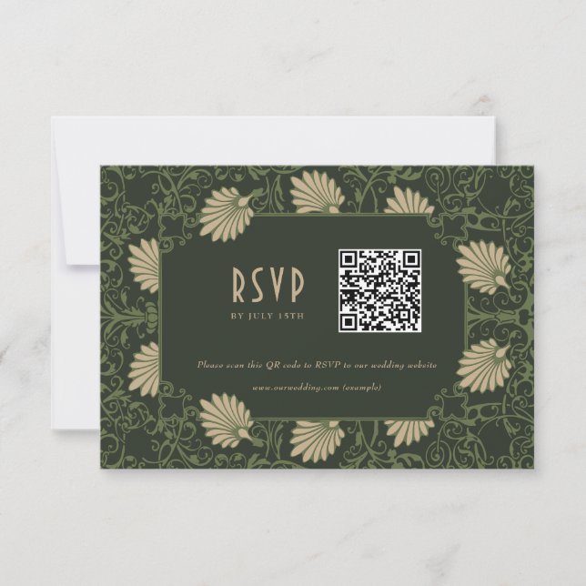 Hochzeit RSVP QR Code Nouveau Einladung (Vorderseite)