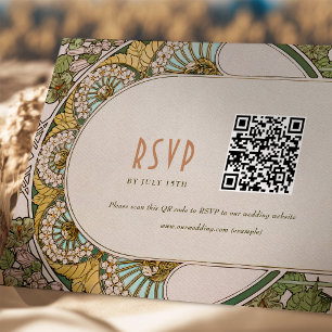 Hochzeit RSVP QR Code Vintag Art Nouveau Mucha Einladung
