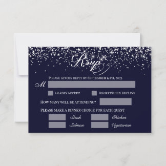 Hochzeit RSVP Reply Card Navy Blue Einladung