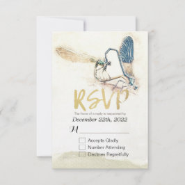 Hochzeit RSVP Reply Dragonfly Paating Liebe Herz Karte